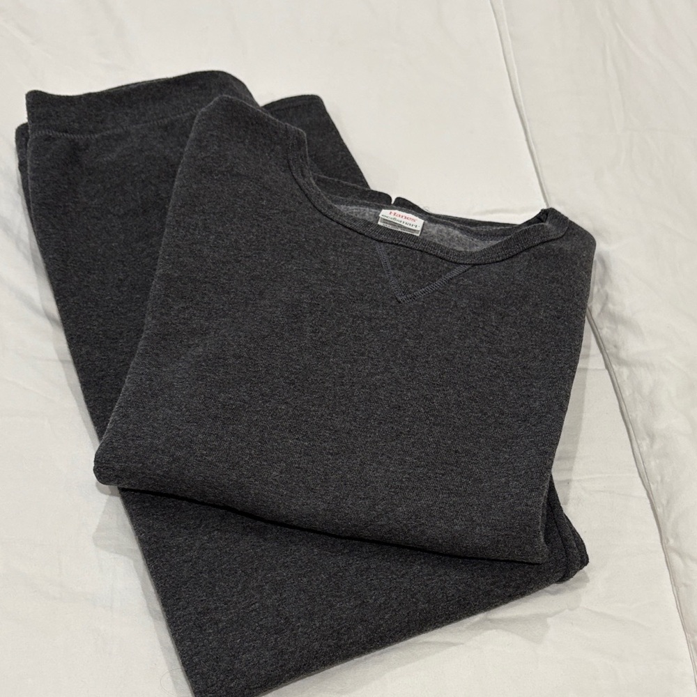 HANES 100% COTTON Dark Gray Sweatshirt and Pants Set